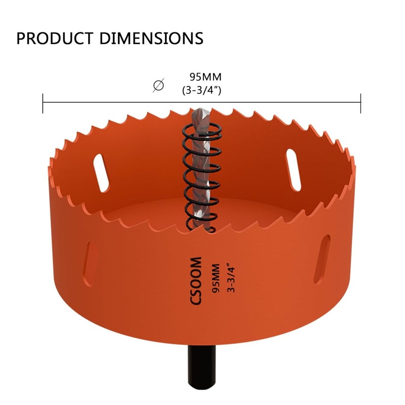 CSOOM 3-3/4" (95mm) Bi-Metal Hole Saw for Plastic, Wood, Plywood, Thin Steel and Thin Aluminum Sheets - Image 2